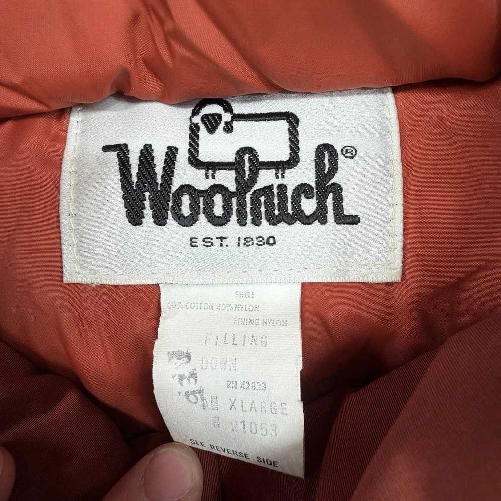 Woolrich Vintage 80s Women‎ Large Puffer Jacket Vest Snap-Button Rust Red*